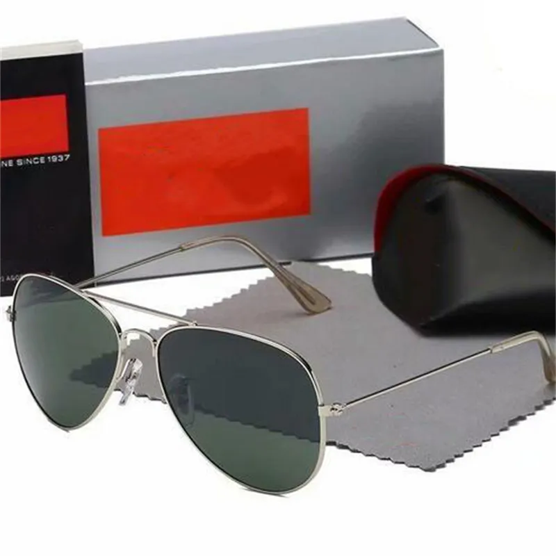 Solglasögon Vintage Pilot Brand Solglasögon Band Polarized UV400 Herr Kvinnor Ben Solglasögon med låda och fodral 3025