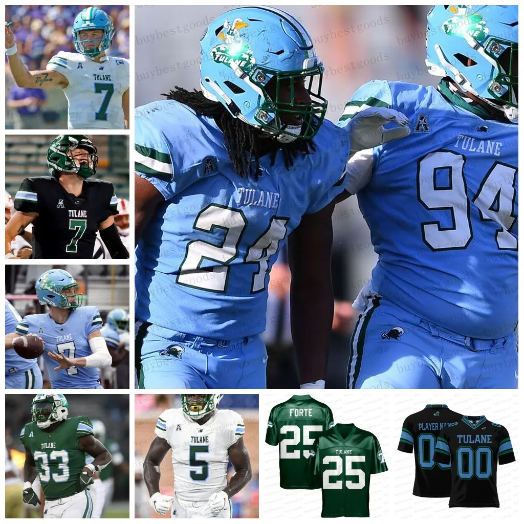 Zielone niestandardowe koszulki piłkarskie tulane fave football koszulki 4 Brett Favre Jersey 80 Tyrick James 25 Matt Forte 11 Patrick Ramsey Custom Tulan