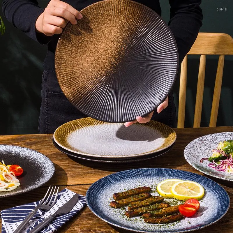 Assiettes vaisselle en céramique style japonais, plats à salade de pâtes à Steak à haute apparence