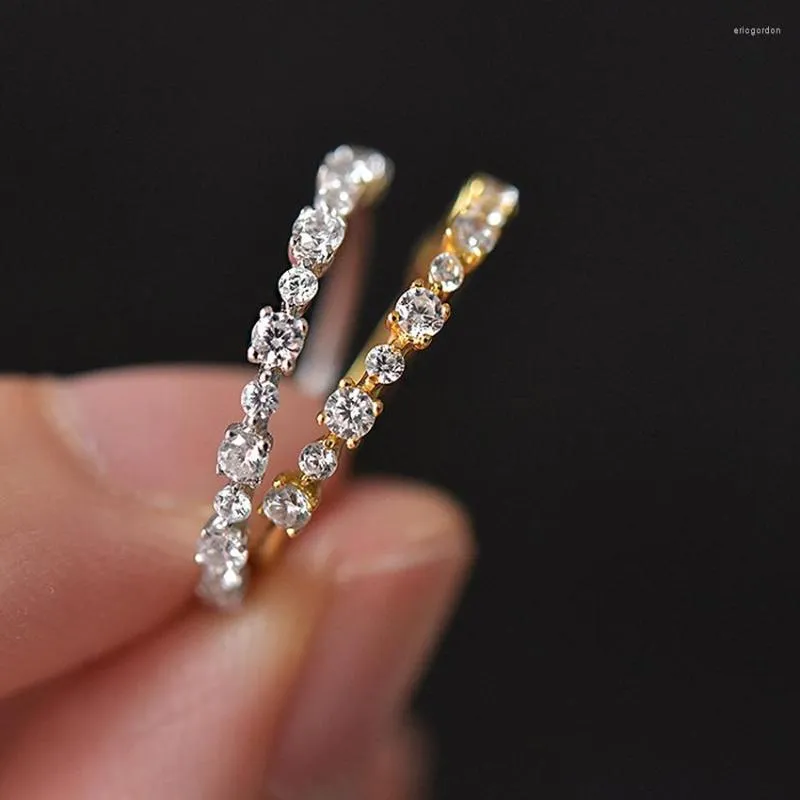 Cluster Rings 2023 925 Silver Micro Set Zircon Slim Overlay Diamond Ring Endband Personality Fashion Girl