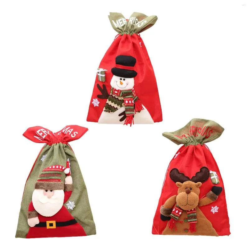 Décorations de Noël Emballage cadeau du père Noël Sac de stockage de bonbons de grande capacité pour stocker des jouets à boutons