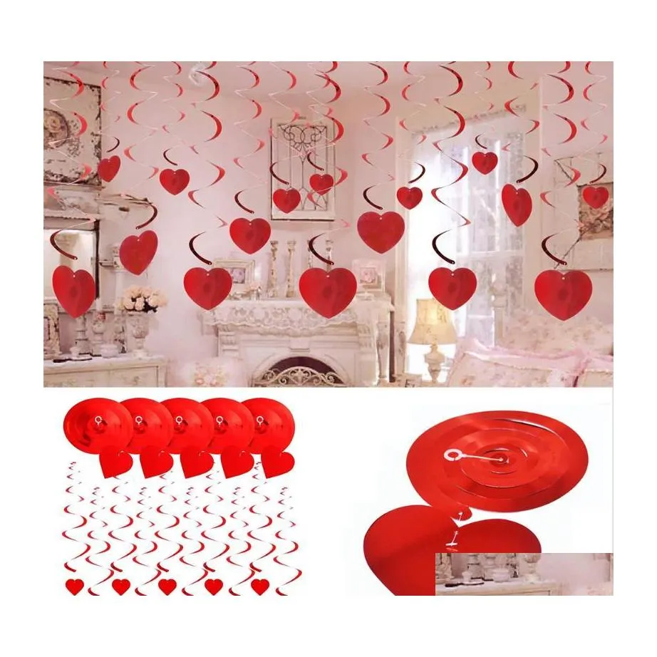 Party Decoration 12/24pcs/Lot Red Love Heart Tak