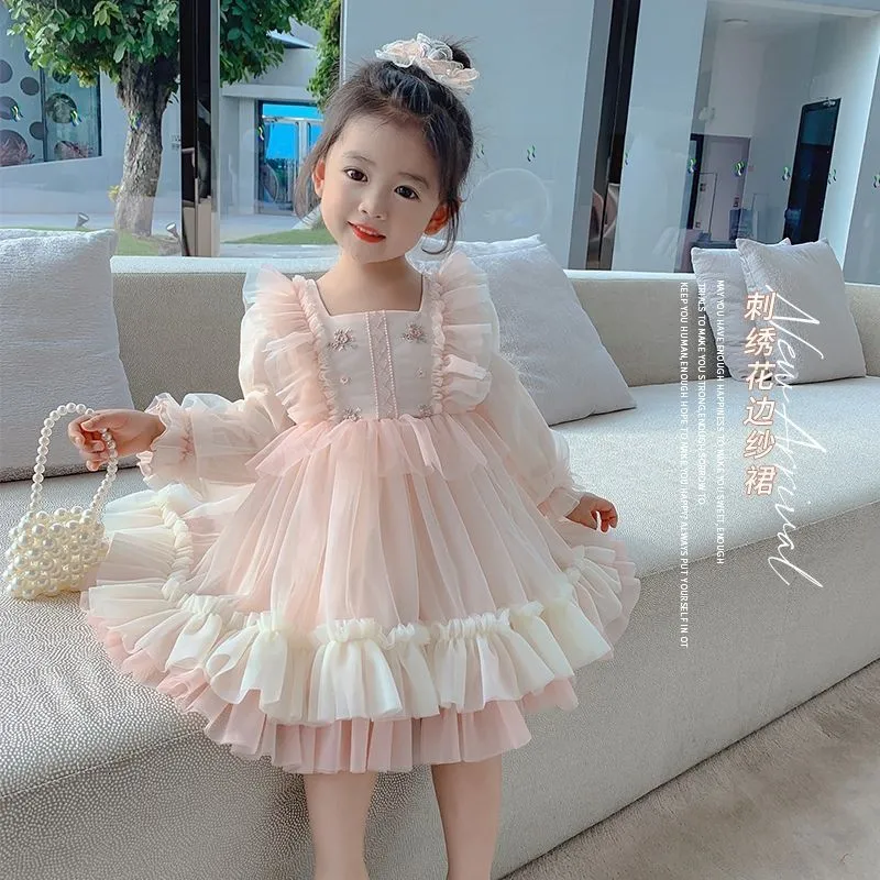 Mädchenkleider Mädchen Lolita Kleid Kindermodische Prinzessin Kleid Baby Spring Kleider KINDER KOMKE FÜR GURMS 5 Jahre alte Kinder Kleidung