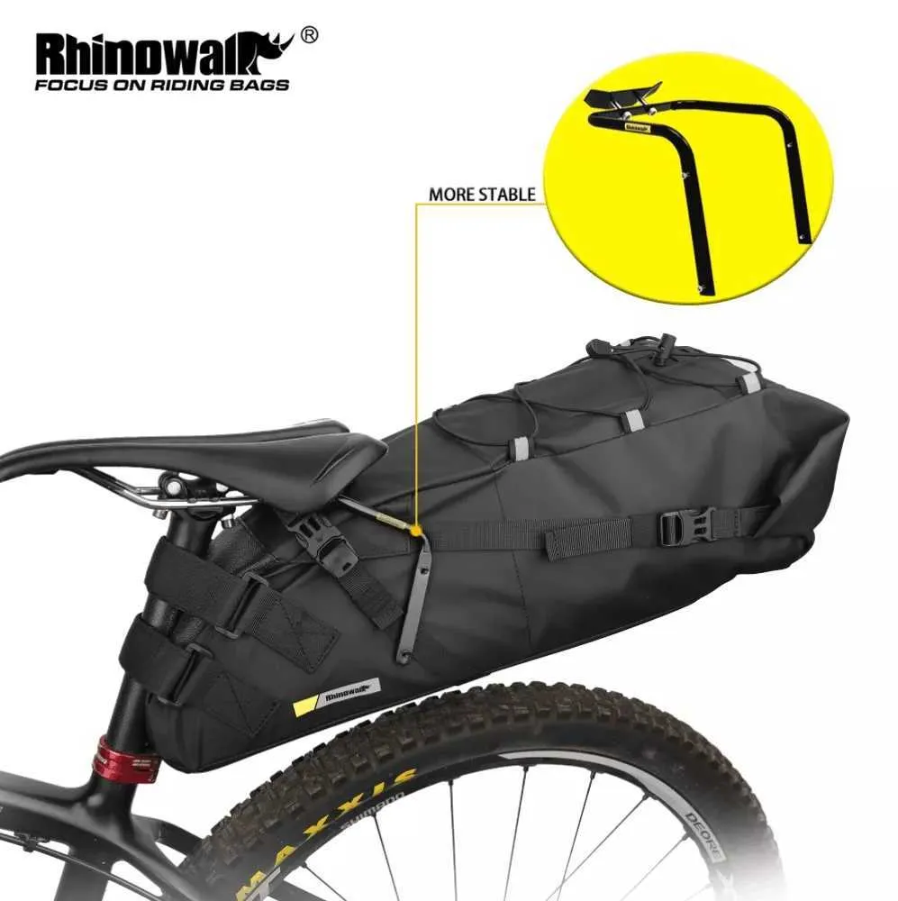 Panniers s Rhinowalk Waterproof Bicycle Saddle Or Stabilizer Bracket 10L-13L Large Capacity Tail Rear Bike Bag Cycling MTB Trunk 0201