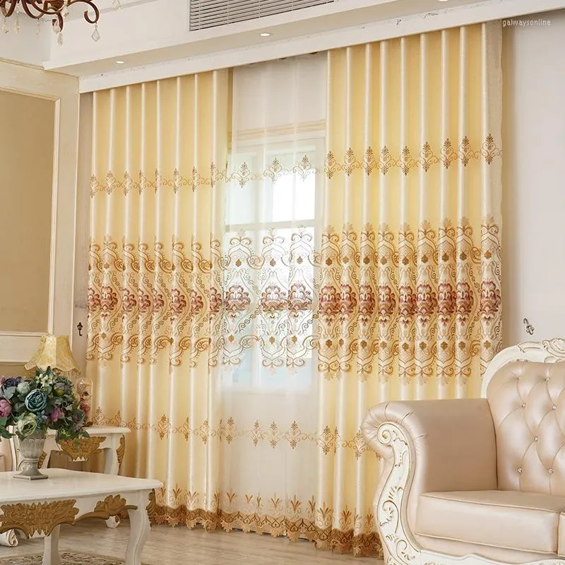 Curtain Modern European-style Curtains For Living Room Bedroom Semi-shading Water-soluble Embroidery Tulle Fabric