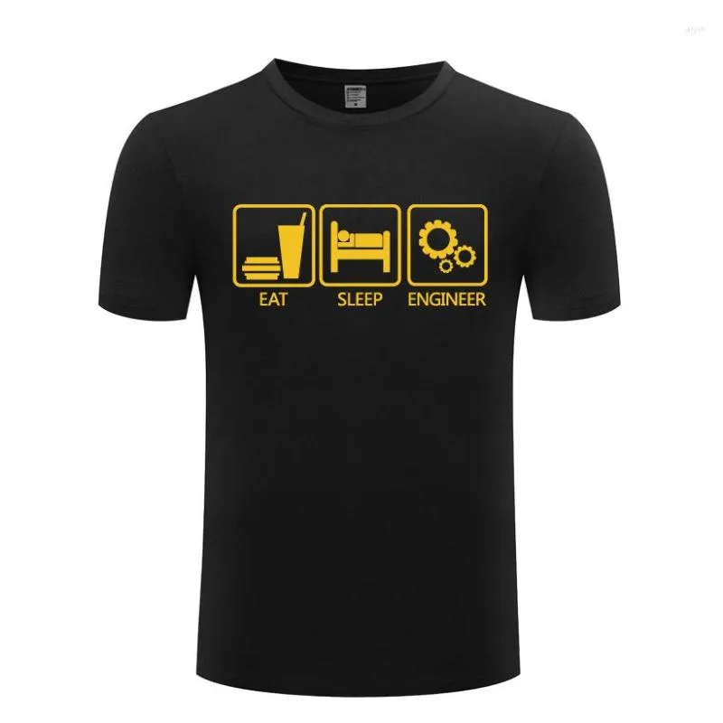 القمصان t آكل مهندس نوم مضحكة هدية إبداعية قميص القميص الرجال 2023 قصيرة الأكمام o العنق القطن tee tee tee