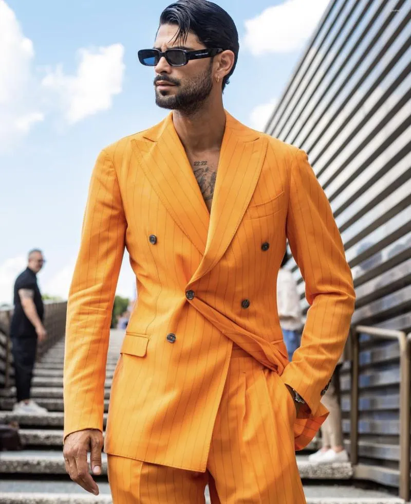 スーツ VINTAGE 80s Double breasted suit orange Men's Burnt Orange Double Breasted Suit Jacket | Made-to