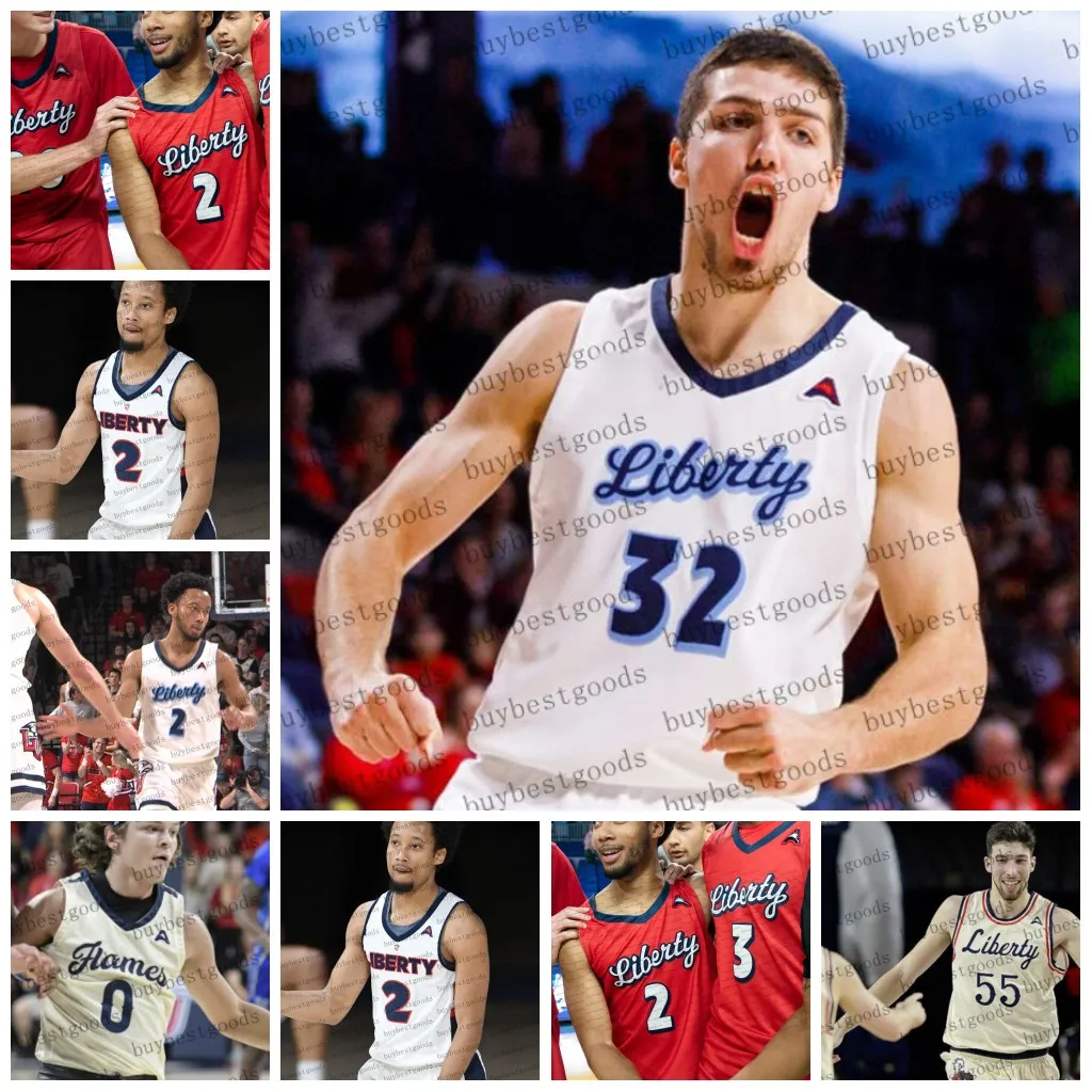 Maillots de basket-ball personnalisés Ncaa Liberty Flames maillot de basket-ball Darius Mcghee maillot Colin Porter Brody Peebles Isiah Warfield Stephen