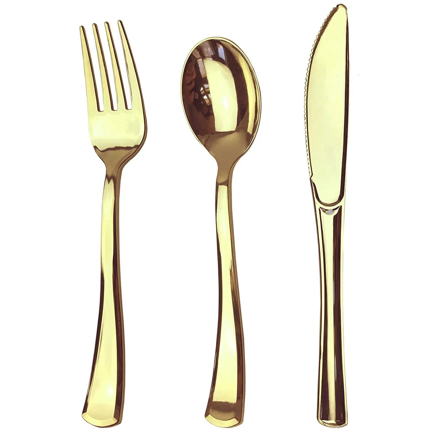 Einweg -Geschirr 75 -teiliges Gold Besteck Set - Plastik -Roségold -Besteck enthält 25 Gabeln 25 Löffel 25 Messer 230131