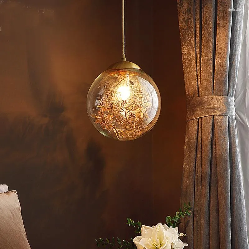 Pendant Lamps American Copper Small Lamp Entrance Hallway Light Corridor Simple Modern Creative Bar Single Chandelier