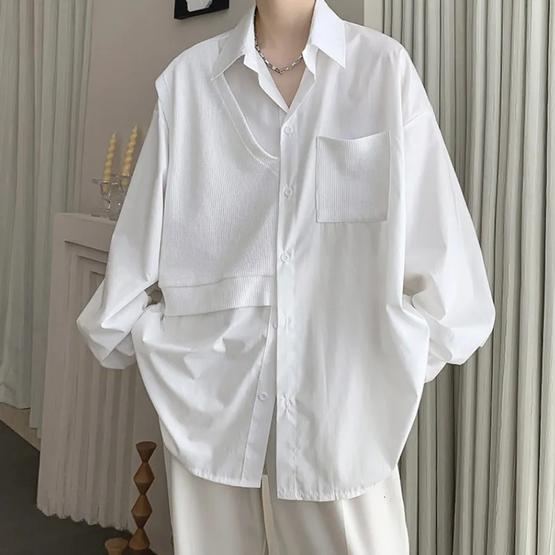 Men's Casual Shirts Spring White Men Fashion Social Mens Dress Korean Loose Oversized Formal M2XL 230201