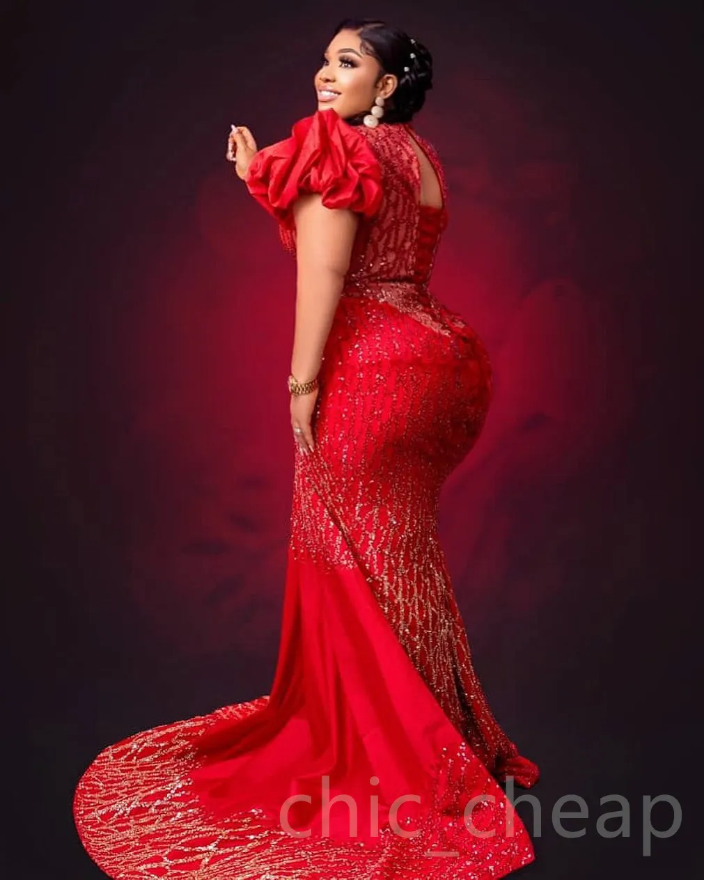 2023 Arabic Aso Ebi Mermaid Red Prom Dresses Lace Beaded Evening Formal Party Second Reception Birthday Bridesmaid Engagement Gowns Dress J440
