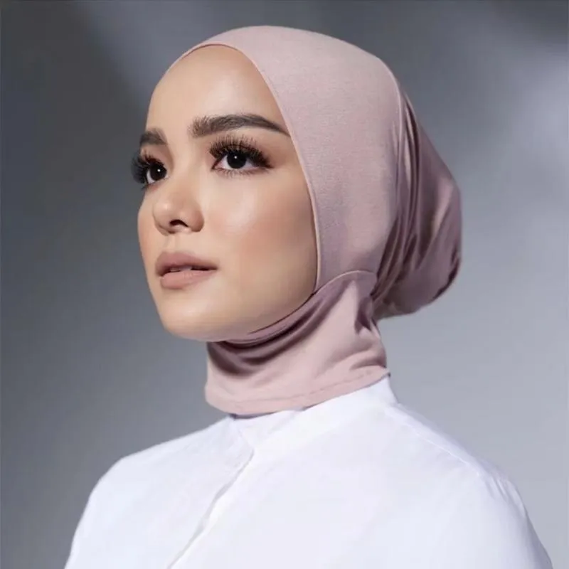 Berretti Beanie/Skull Caps Full Cover Interno Musulmano Turbante Moda Tinta unita Cap Hijab Fondo elastico Tie Rope Regolabile Pure Head Wrap