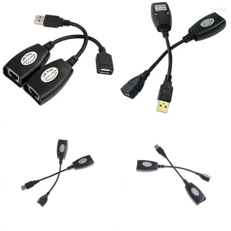 Компьютерные кабели 1 Set Black USB в RJ45 Расширение кабеля Тип мужской адаптер женского адаптера Extender Cat5e/6 сеть