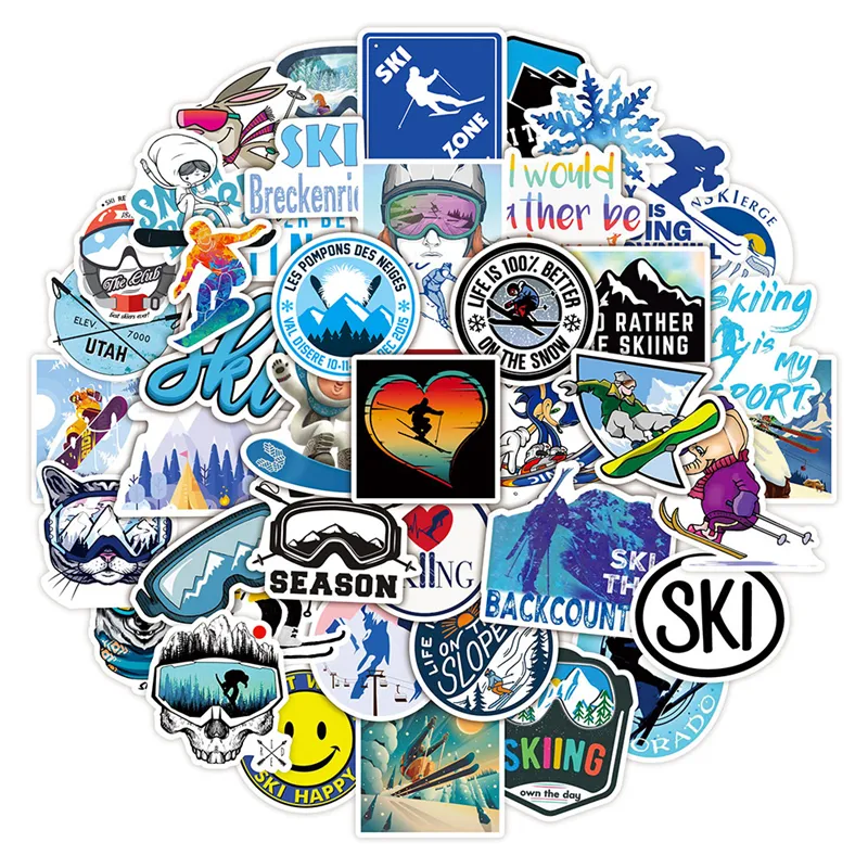 スキーステッカー| 50 PCS冬のスキースポーツヘルメットスノーボード用の防水ビニールステッカー水筒kl013-392
