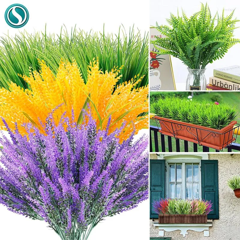 Decoratieve bloemen 1 Bunch Provence Lavendel Kunstmatig huis Vaas Decoratie Grass Granen Feestelijke nep Plant Flower Arrangement