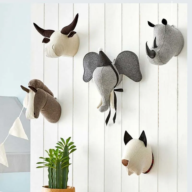 Plush Animal Head Wall Hanging Pendant Mural For Home Nursery Wall