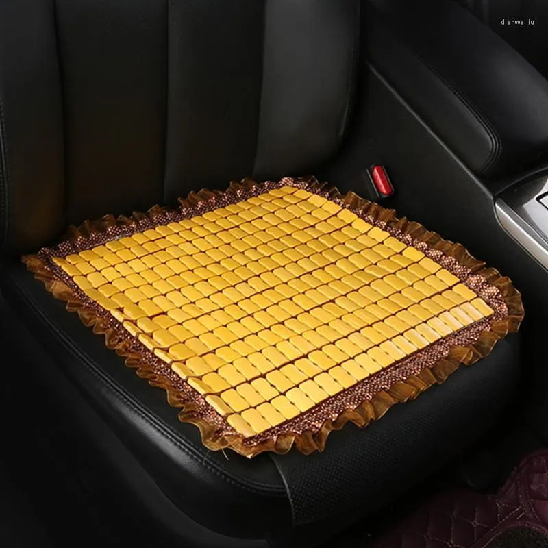 Siedziny samochodowe Covers Bamboo Chips Cover Mat z kwiatową koronkową oddychającą poduszką Tapicerki biurowe