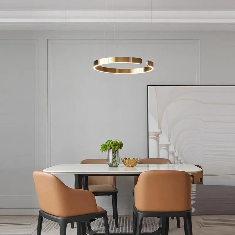 Pendant Lamps Modern LED Chandelier Light Round Rings Pattern Living Dining Room Island Bedroom Hanging Lamp Gold Restaurant Kitchen Bar Fix