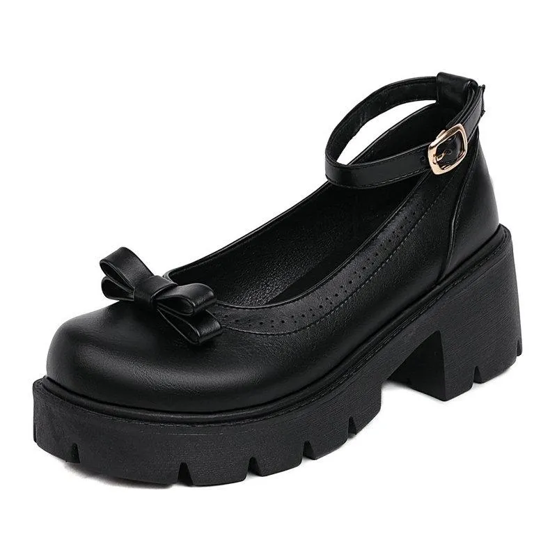 Kledingschoenen Mary Jane voor vrouwen 2023 Autumn chunky high hakken platform enkelband pompen vrouw dikke bodem lolita