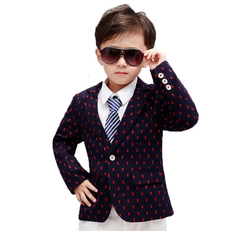 Anzüge Design Jungen Punkte Print Blazer Kinder Fashion Spring Blazer Jacke für Jungen Kinder formelle Hochzeitsanzüge Blazer Boys Jacke 230131