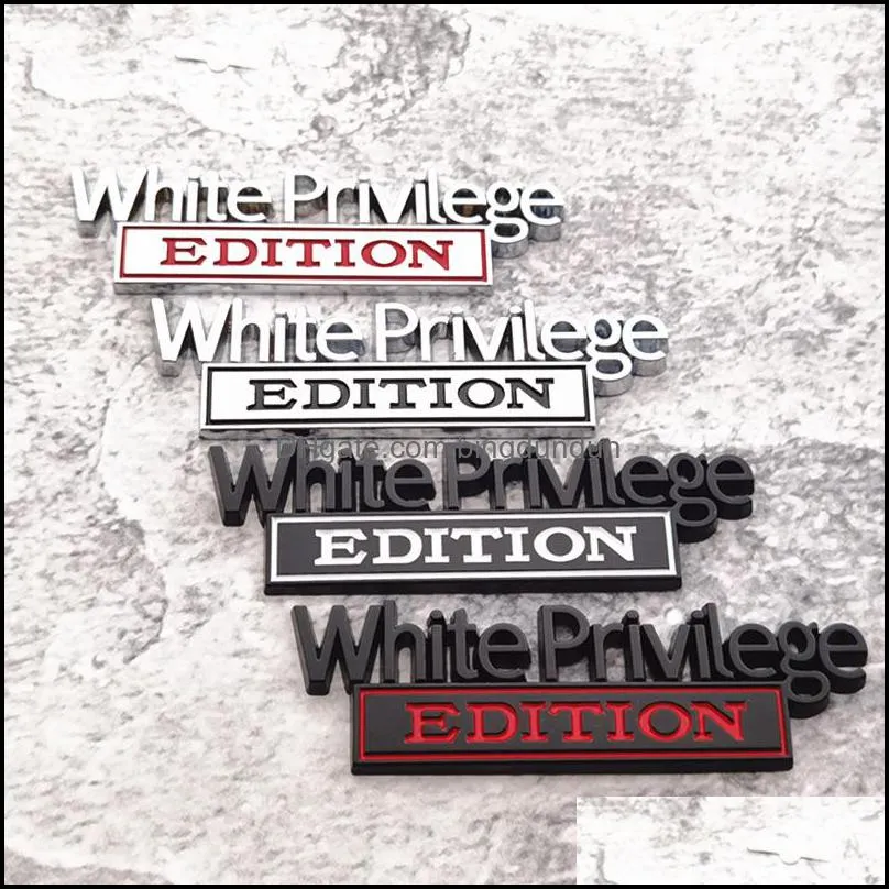 Украшение вечеринки 1pc White Privilege Car Sticker для грузовика 3D значок эмблемы аксессуары для наклейки 8x5см.