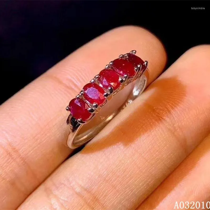 Anillos de racimo KJJEAXCMY Joyería fina 925 Plata esterlina con incrustaciones Anillo de rubí natural Prueba de apoyo de la moda