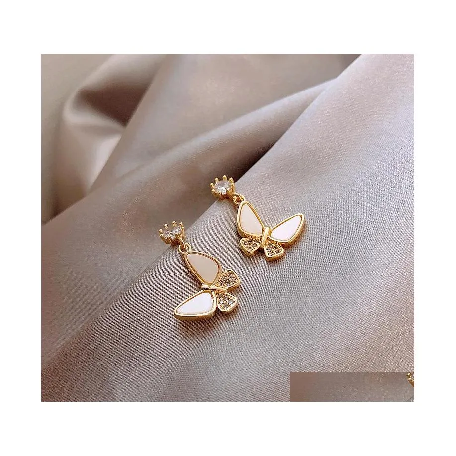 Dangle Chandelier Fashion Jewelry S925 Sier Needle Cute Butterfly Earrings Lady Elegant Stud Drop Delivery Dhcsn