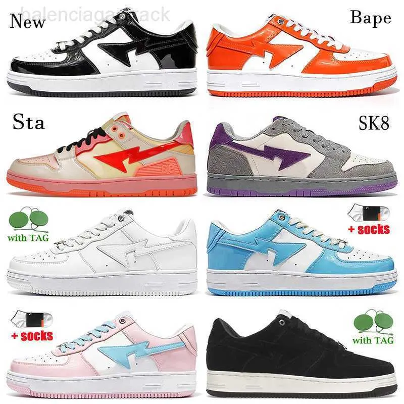 Chaussures décontractées Bapestas Chaussures Baskets Baskets Gris Orange Peinture Splatter Ivoire Nouveau A Bain Bapesta Femmes Hommes Chaussettes