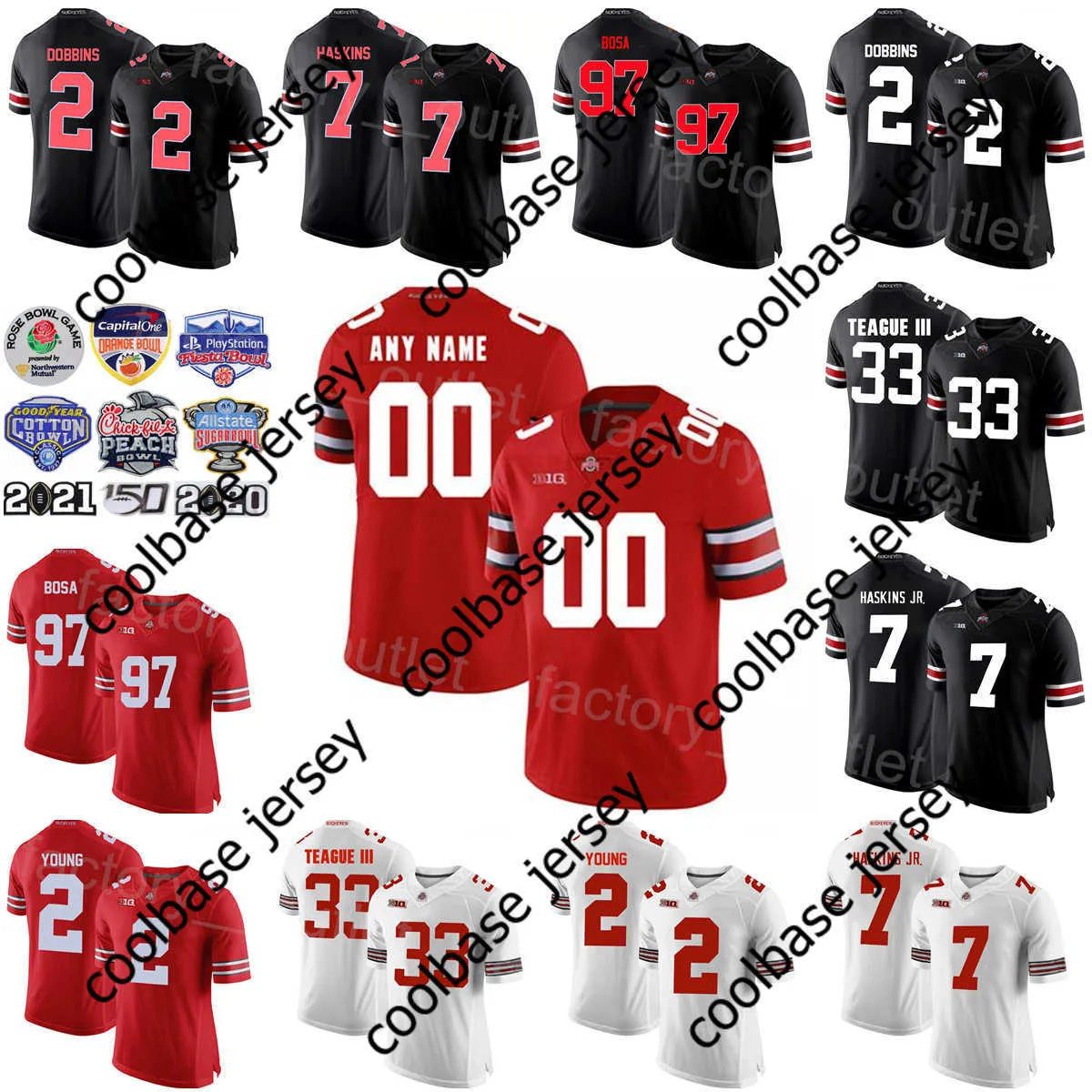 NCAA Koleji Ohio State Buckeyes Futbol 2 JK Dobbins Jersey 25 Mike Weber 97 Joey Bosa 33 Master Teague III 2 Chase Young 7 Dwayne Haskins