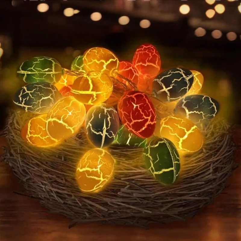 Bandes Lumière LED de Pâques Crack Lanterne Fantaisie en Forme d'Oeuf Guirlandes Décoratives Festival Maison Décorations de Jardin 1.5m / 3mLED