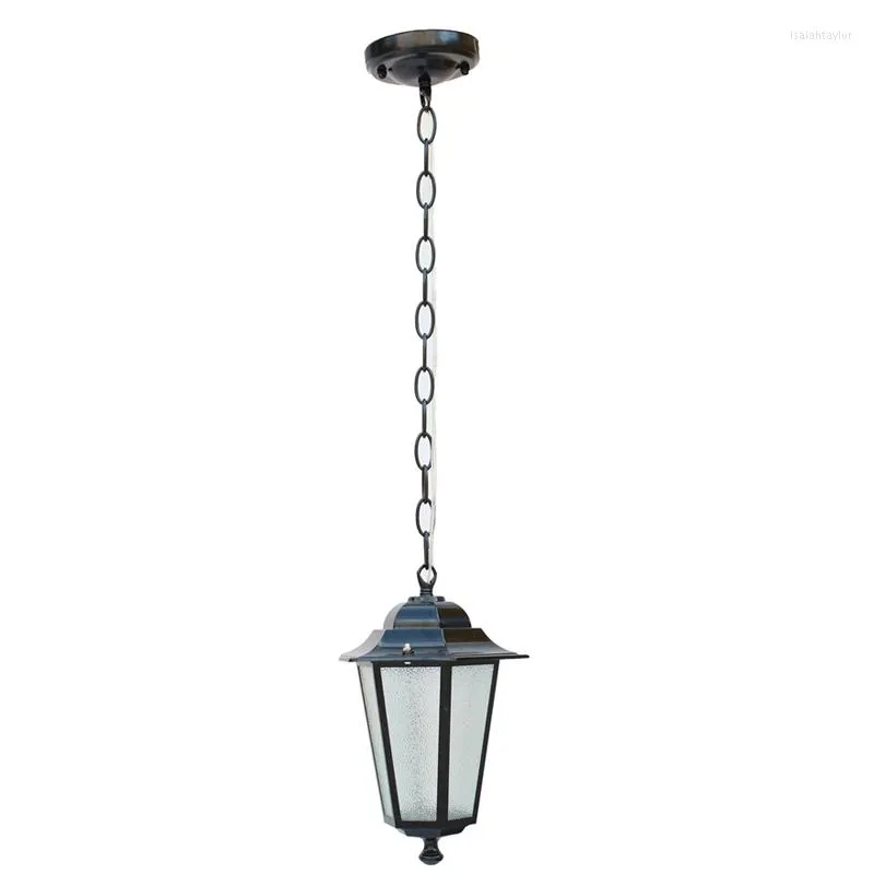 Lampade a sospensione Vintage esagonale per esterni in alluminio leggero impermeabile balcone cannella/nero lampada E27 paralume in vetro