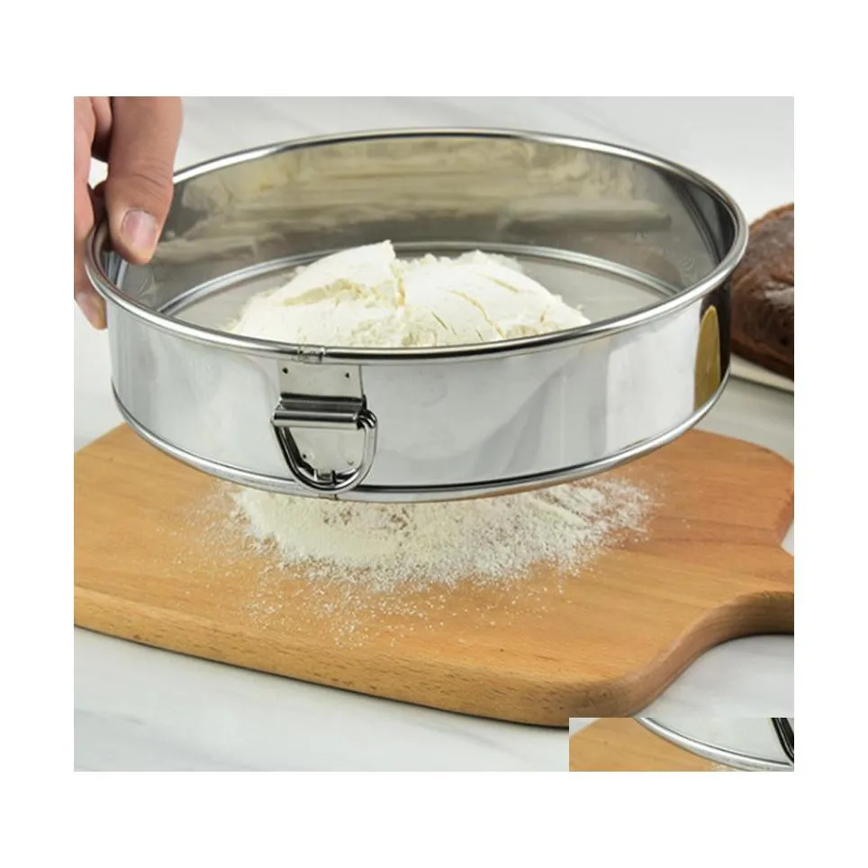 ベーキングペストリーツールステンレススチールマニュアル小麦粉ふるいグラネーションシュガーミルクパウダー大豆キッチンフィルターを使用してクリエイティブドロップ配信DH7N0