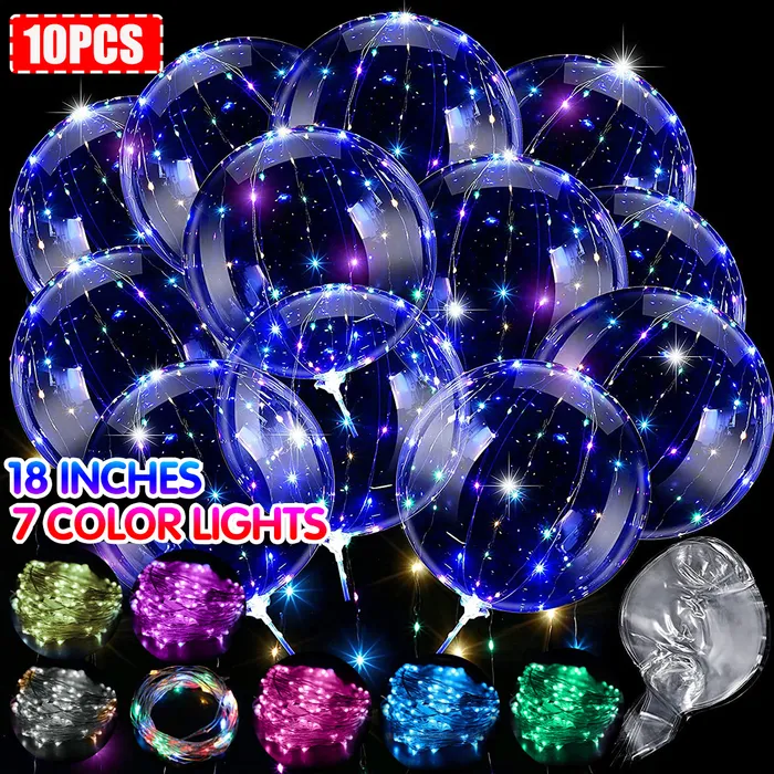 Altre forniture per feste per eventi 10 pezzi palloncini LED trasparenti illuminano bolle colorate Bobo trasparenti per matrimoni, banchetti, feste, decorazioni di compleanno 230131