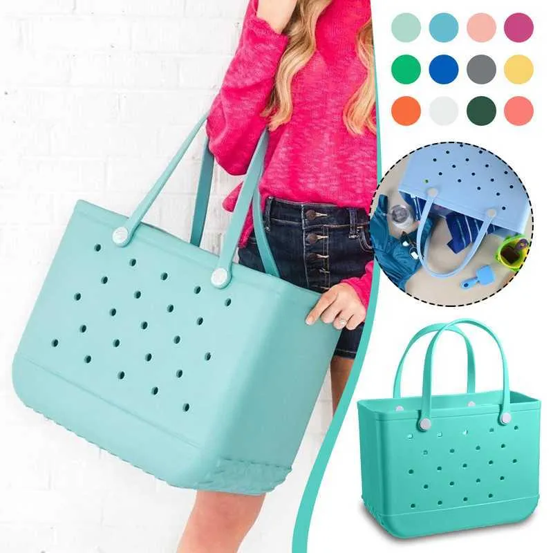 Borsa Mare XL In Gomma EVA Impermeabile Per Donna - Pieghevole, Capiente Per Spiaggia, Viaggio E Picnic - Design Gelatina