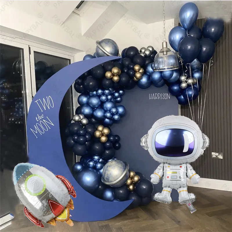 Sonstiges Partyzubehör für Veranstaltungen, 130 Stück, Universum, Weltraum, Astronaut, Rakete, Galaxie, Thema, Latex-Folienballons, Girlandenbogen-Set, Jungen-Geburtstagsdekorationen, Globos 230131