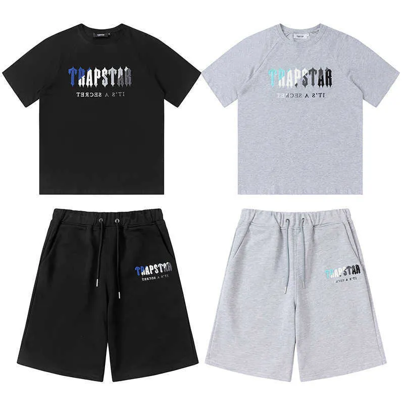 Men's TShirts Trapstar London Tshirts Men Women Summer Men's Towel Embroidered Oversized Short Sleeve TShirt O Neck Gym Shorts Cropped Pants G230131