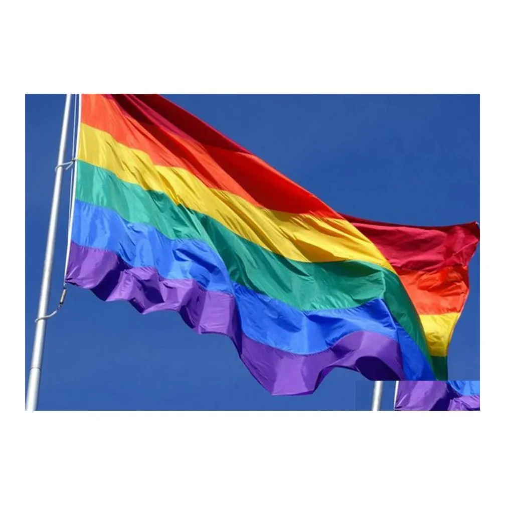 Banner Flags Rainbow Bayrağı 3x5ft 90x150cm Lezbiyen Gay Pride Polyester LGBT COLLF Dekorasyon için 3 X 5ft Damla Teslimat Ev Bahçesi FE OTLGG