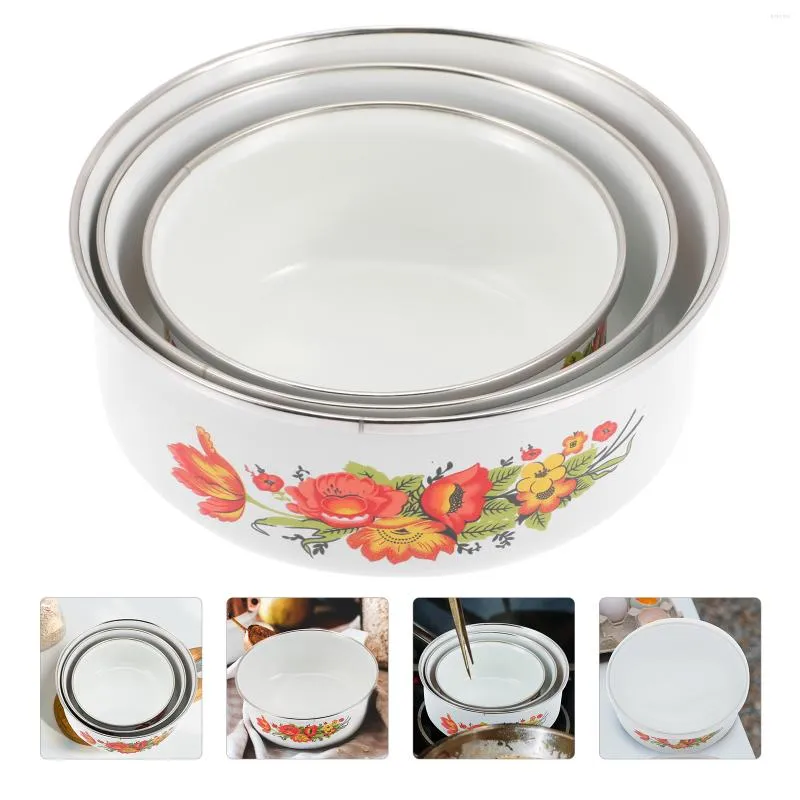 Kommen kom glazuur mengen deksenamelware serveerbassin set vintagesoup pasta salade washing popcorn groot schotel keramisch ware dessert