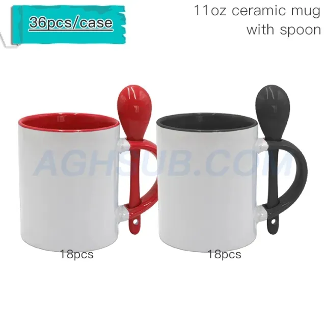 Case USA Local Warehouse 11oz Sublimation Ceramic Sublimation Coffee Mugs  With Spoon, Blank White Coffee Sublimation Coffee Mugs, Heat Transfer Inner  Colored Cup, And Handle In Individual Box From Zw_network, $83.22