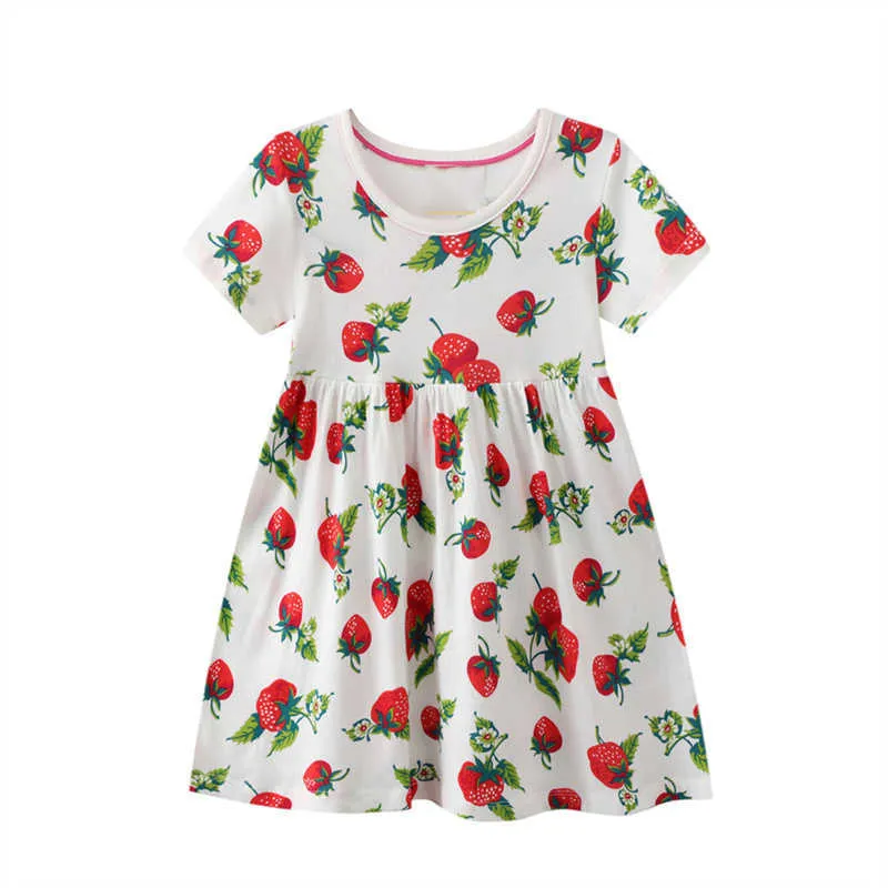 Girl's Dresses Little maven 2023 Baby Girls Strawberry Lovely Dress Toddler Infant Kids Casual Clothes Pretty Wear 2-7 year 0131