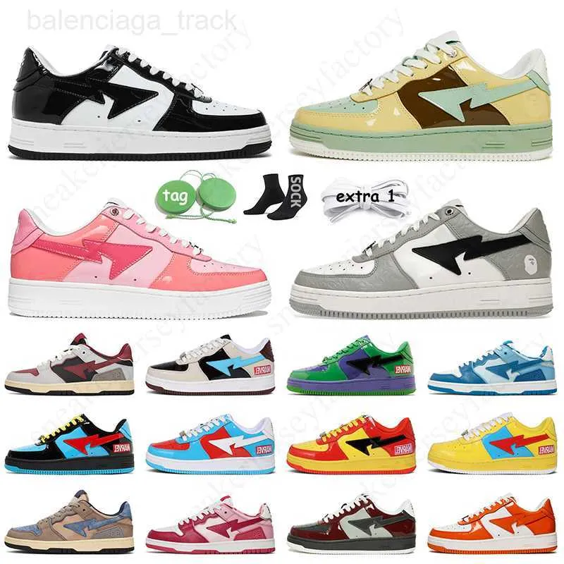Designer Sk8 Casual Shoes Platform Sneakers Trainers Patent Leather Camo Combo Grey Bapestas Baped Sk8 Sta
