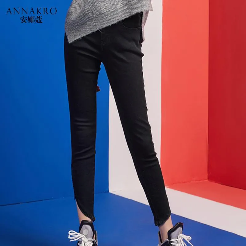 Dames jeans zwarte vrouwelijke lente en herfst 2023 Koreaanse versie van de strakke voeten dunne negen broek Annakro