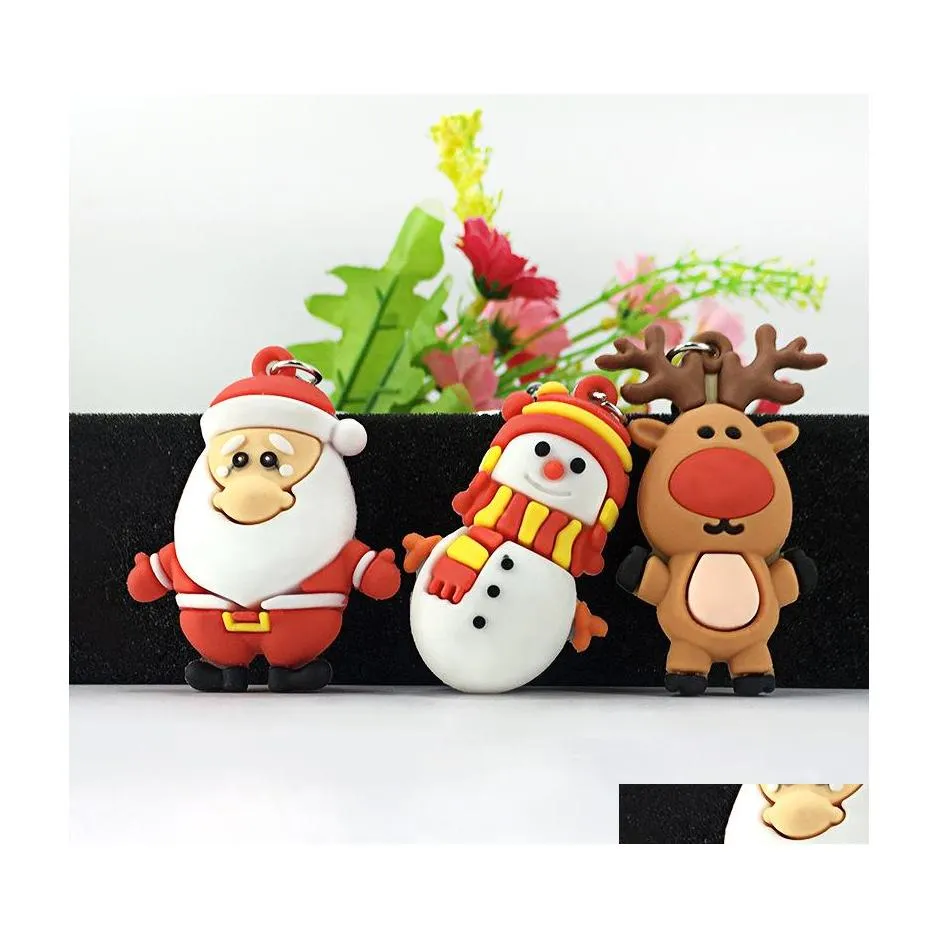 Feest voorstander van creatieve kerst ornament sleutelhanger auto sleutelhanger cartoon Santa Snowman Elk Keyring Charm Ring Bag hanger geschenk DBC DRO DHHJY