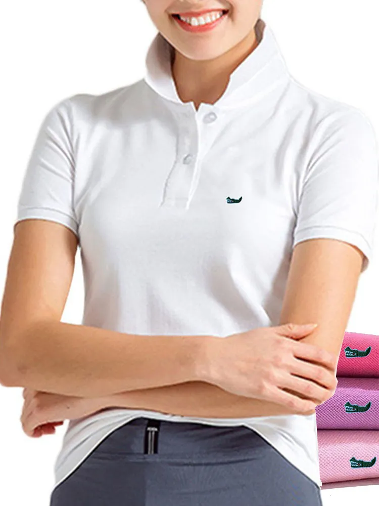 Women polo w sprzedaży oryginalny siatka 100% bawełniane letnie kobiety koszule krótkie rękawy topy haftowe koszulki rybne 230131