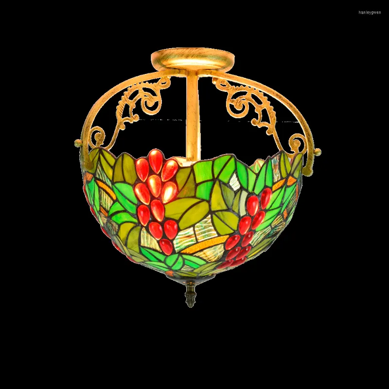 Luzes de teto Tiffany Pastoral Glass Lamp for Balcony Foyer Entrance Modern Colorful 34cm Light 1154