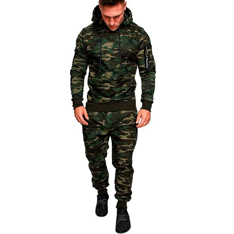 Men's Tracksuits Casual Mens Sets Fashion Sport 2 Piece Set Man Hoodie Sweatsuit Suit Tracksuit Camouflage Clothes Hoodies SweatpantMen's