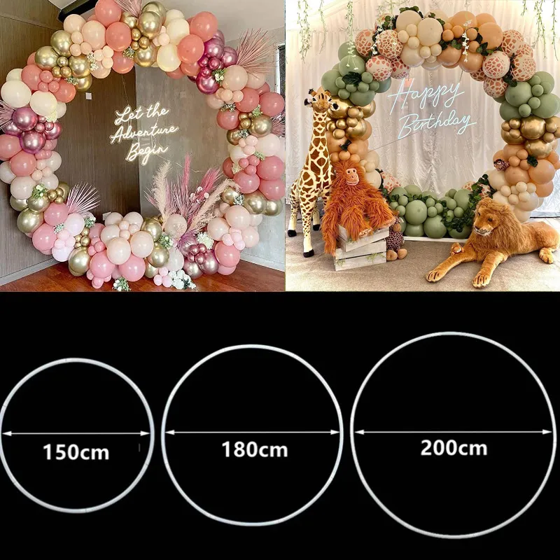 Autres fournitures de fête d'événement 60-180cm DIY Ballon Arch S Cerceau Anneau Couronne en plastique Cercle rond Stand pour accessoires d'anniversaire de mariage 230131