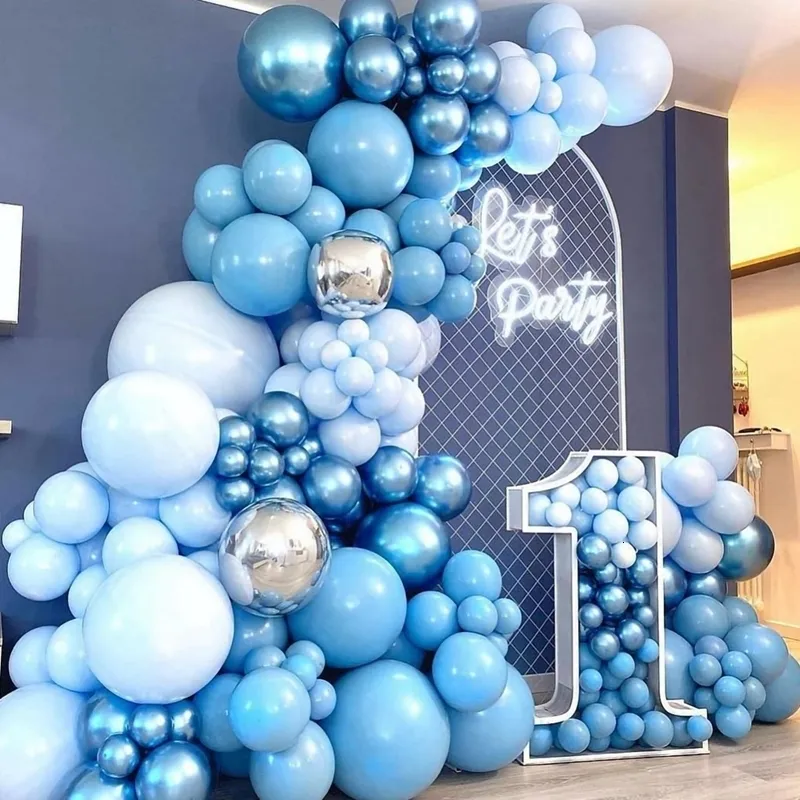 Other Event Party Supplies Blue Silver balloon garland arch kit latex birthday Wedding 1st Birthday Balloons Decoration Baby Shower 230131