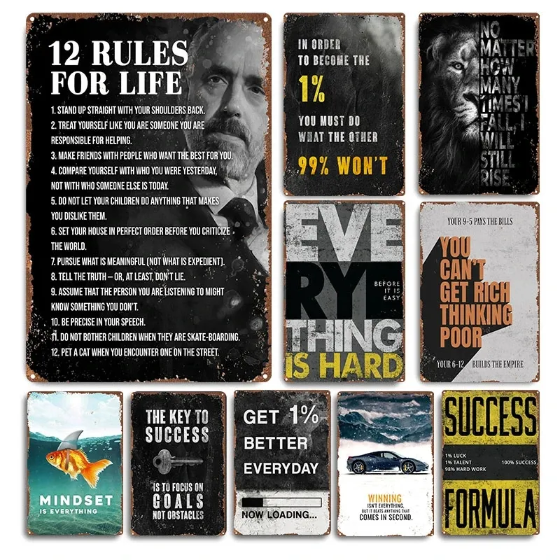 12 Rules For Life Quote Metal Painting Plaque Metal Vintage Tin Sign Home Decor Decorative Metal Poster Wall Decor 20cmx30cm Woo